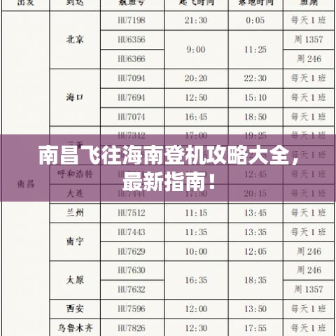 南昌飞往海南登机攻略大全，最新指南！
